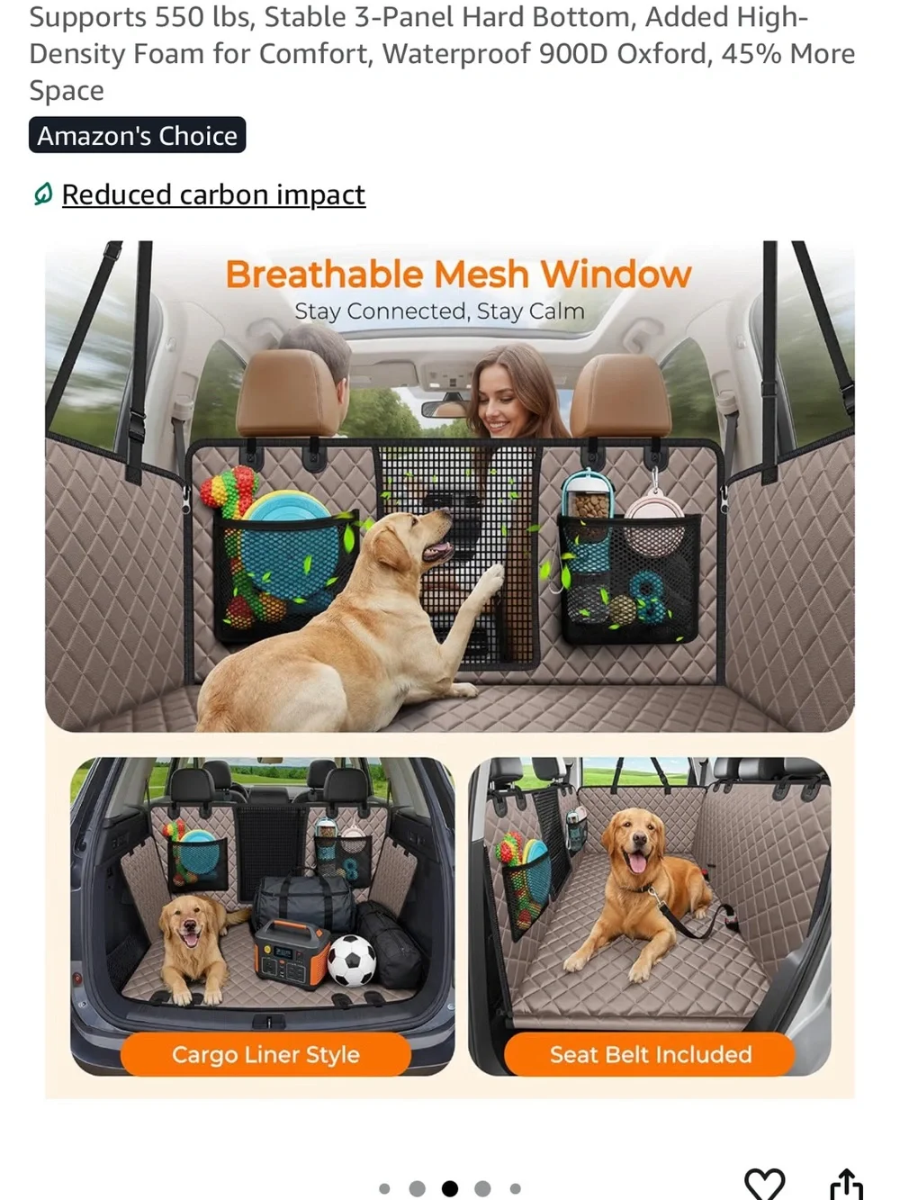 SUV Car Back Seat Extender Dog Seat Cover quilted protect Beige